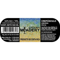 CREPÚSCULO es una cerveza artesanal wild ale de fermentación espontánea.  Etiqueta Cuello