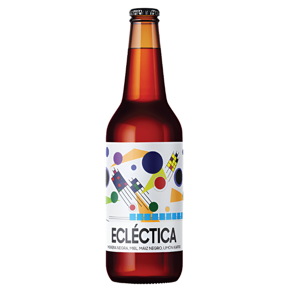 ECLÉCTICA es una cerveza artesanal estilo “wild ale” con morera negra, maíz negro, y miel.